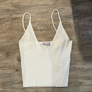 Zara white knit tank top
